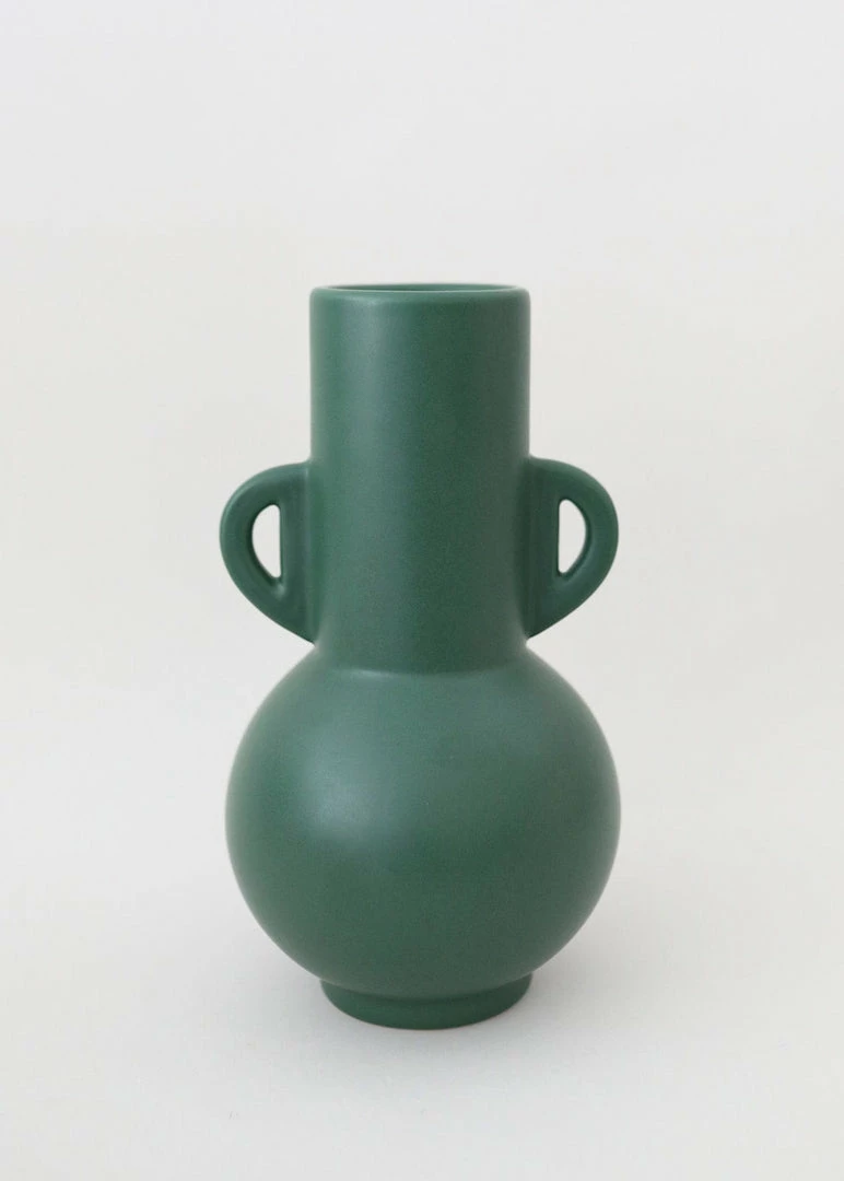 Afloral Dark Green Ceramic Floral Vase - 10.75" Vases