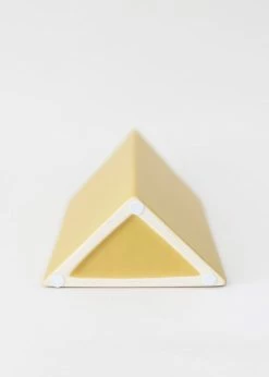 Afloral Ceramic Geometric Triangle Vase In Honey Yellow- 8.5