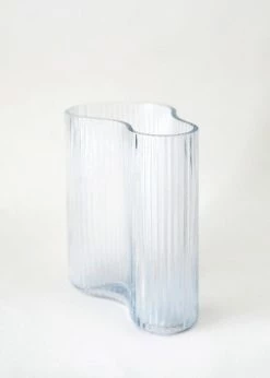 Afloral Ridged Glass Asymmetrical Vase - 8
