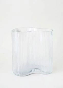 Afloral Ridged Glass Asymmetrical Vase - 8" Vases