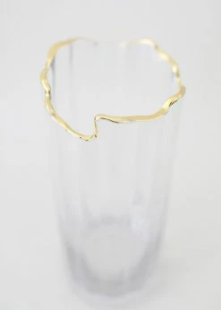 Afloral Clear Glass Vase With Gold Rim - 8