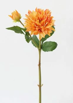 Afloral Artificial Flowers Real Touch Dahlia In Fall Orange - 26"