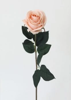 Afloral Artificial Flowers Real Touch Rose In Light Pink - 20"