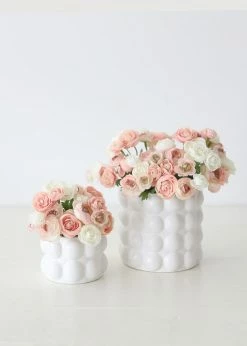 Afloral Hobnail Textured Pot In White - 5.25