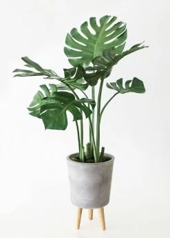 Afloral Artificial Plants Fake Monstera Plant In Cement Stand - 45"