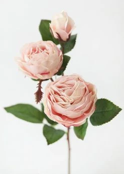 Afloral Natural Touch Faux Ruffle Rose Spray In Blush Pink - 21