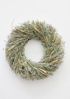 Afloral Natural Dried Wheat Grass Wreath - 18" Dried Flowers