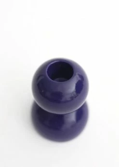 Afloral Navy Ceramic Geometric Candle Holder - 3.25