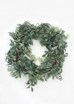 Afloral Artificial Olive Leaf And Berry Wreath - 22" Artificial Plants