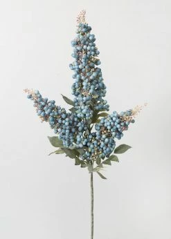 Afloral Artificial Flowers Faux Blue Berry Cluster Branch - 37"