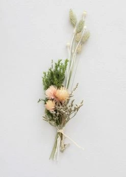 Afloral Petite Green And Neutral Bouquet Of Dried Flowers - 6.5-16"