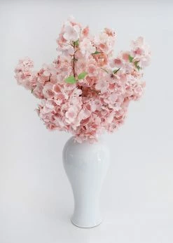 Afloral Ceramic Tall Glossy Vase In Blue-Washed White - 16