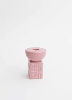 Afloral Textured Pink Geometric Candle Holder - 3.5" Tools & Accents