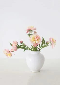 Afloral Vases Glossy White Round Ceramic Vase - 7.75"