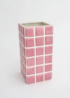 Afloral Pink Dolomite Ceramic Tile Vase - 8."