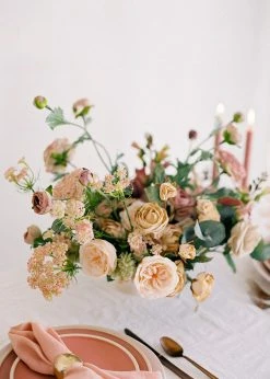 Afloral Artificial Flowers Peach Artificial English Cabbage Rose - 20.5