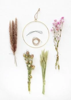 Afloral Dried Flowers Petite Pink Dried Floral Bundles DIY Hoop Kit
