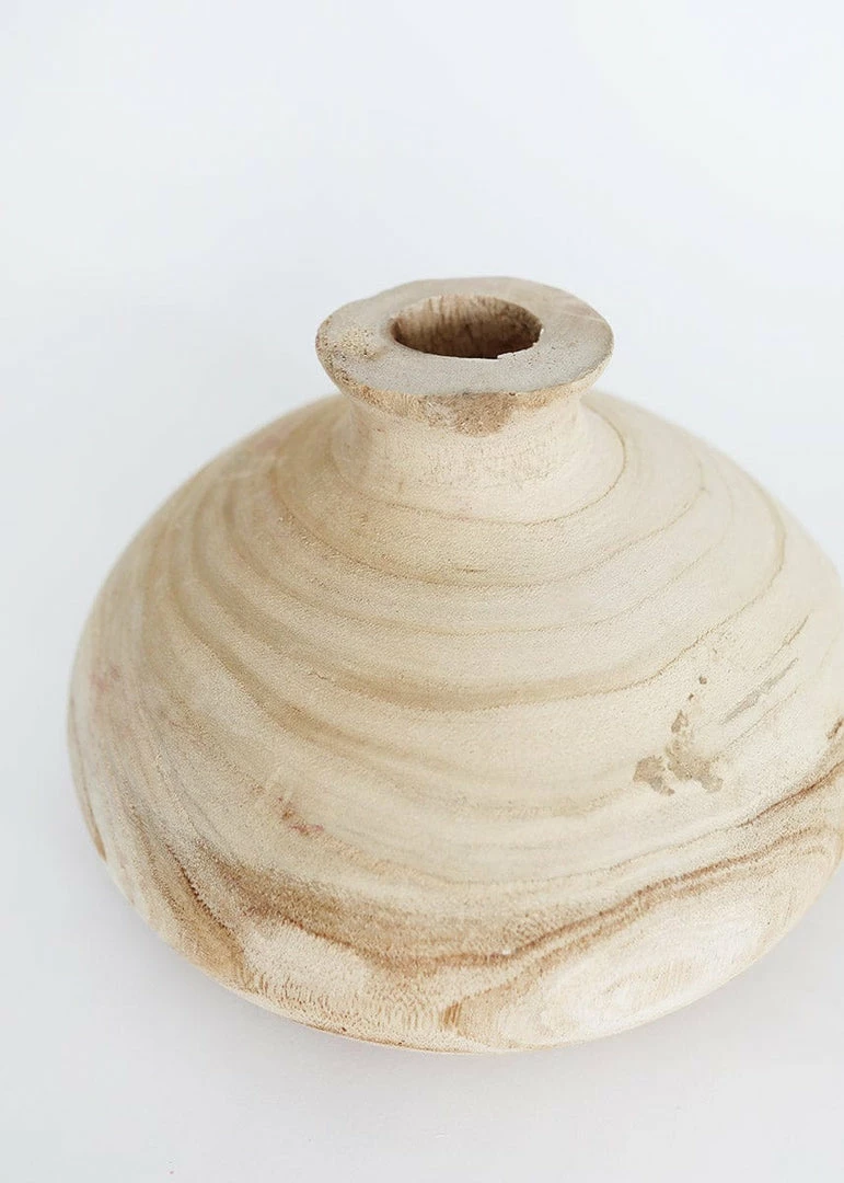 Afloral Natural Unpolished Paulownia Wood Vase - 5.25" Vases