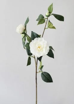 Afloral Real Touch Camellia Roses In Cream White - 35" Artificial Flowers