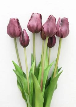 Afloral Artificial Flowers Bundle Of 7 Purple Artificial Tulip Flower - 18.5