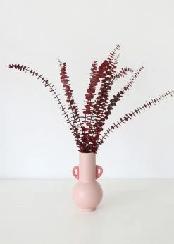 Afloral Pink Floral Vase With Coral Handles - 10.75