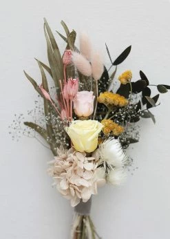 Afloral Dried Flowers Pink And Yellow Dried Flower Bouquet - 6.5-12