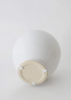 Afloral Vases Glossy White Round Ceramic Vase - 7.75