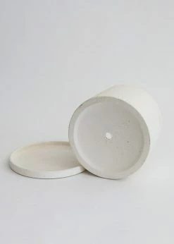 Afloral Speckled Ceramic Pot With Saucer - 5.5