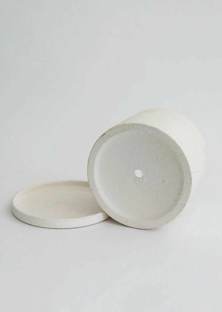 Afloral Speckled Ceramic Pot With Saucer - 5.5"