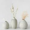 Afloral Set Of 3 Dotted Stoneware Bud Vases - 3.4-4.75"