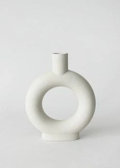 Afloral Handmade Stoneware Circle Vase - 9.25