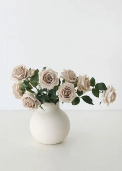 Afloral Artificial Flowers Rose In Taupe Beige - 21.5"