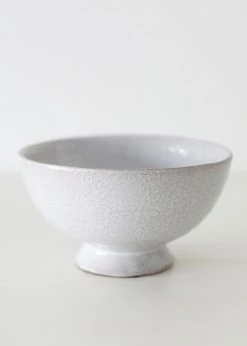 Afloral Glazed White Terra Cotta Compote Bowl - 3.75