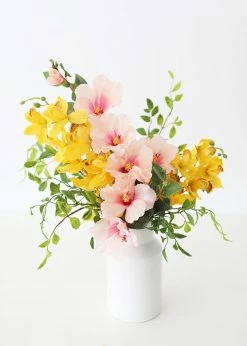 Afloral Silk Cymbidium Orchid In Golden Yellow - 30