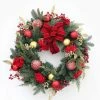 Afloral Red And Gold Decorated Pine Christmas Wreath - 24" Artificial Plants