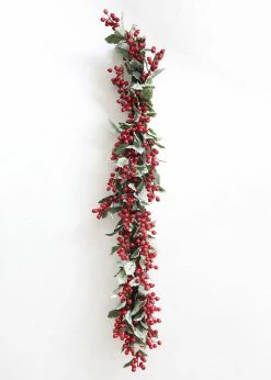Afloral Outdoor Waterproof Holly Berry Christmas Garland - 4' Artificial Plants