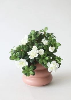 Afloral Artificial Flowers Silk Azalea Bush In Cream White - 12