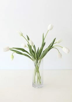 Afloral Bundle Of 5 Real Touch White Tulips - 22" Artificial Flowers