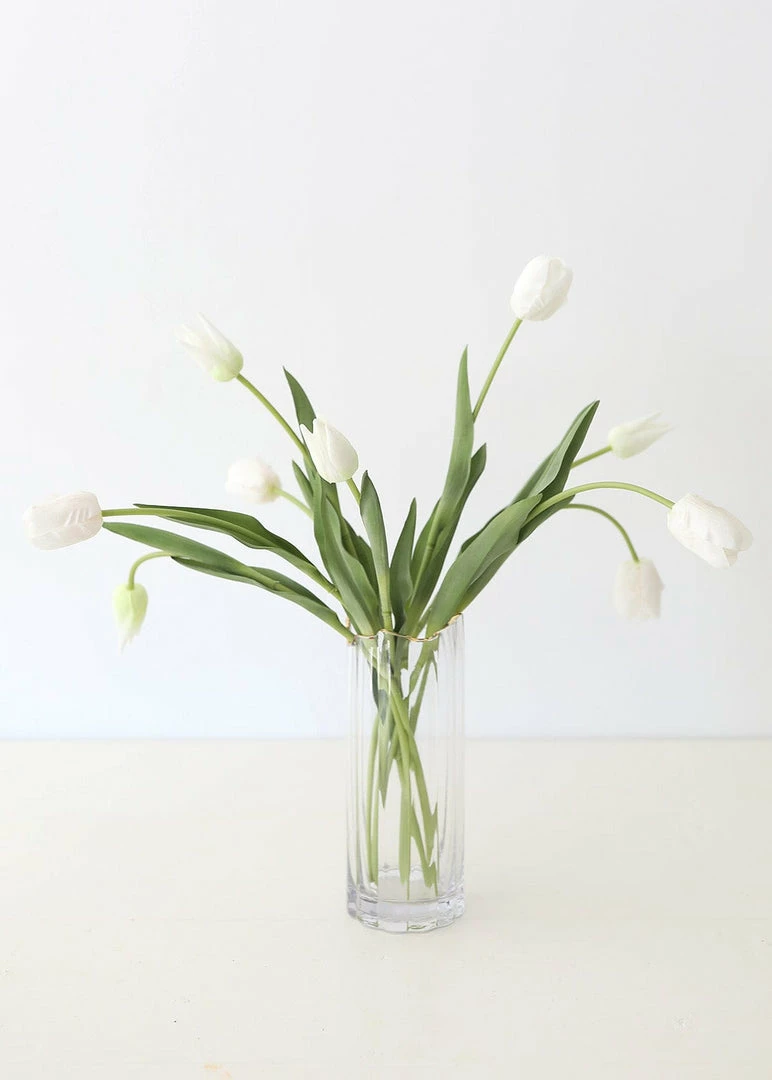 Afloral Bundle Of 5 Real Touch White Tulips - 22" Artificial Flowers