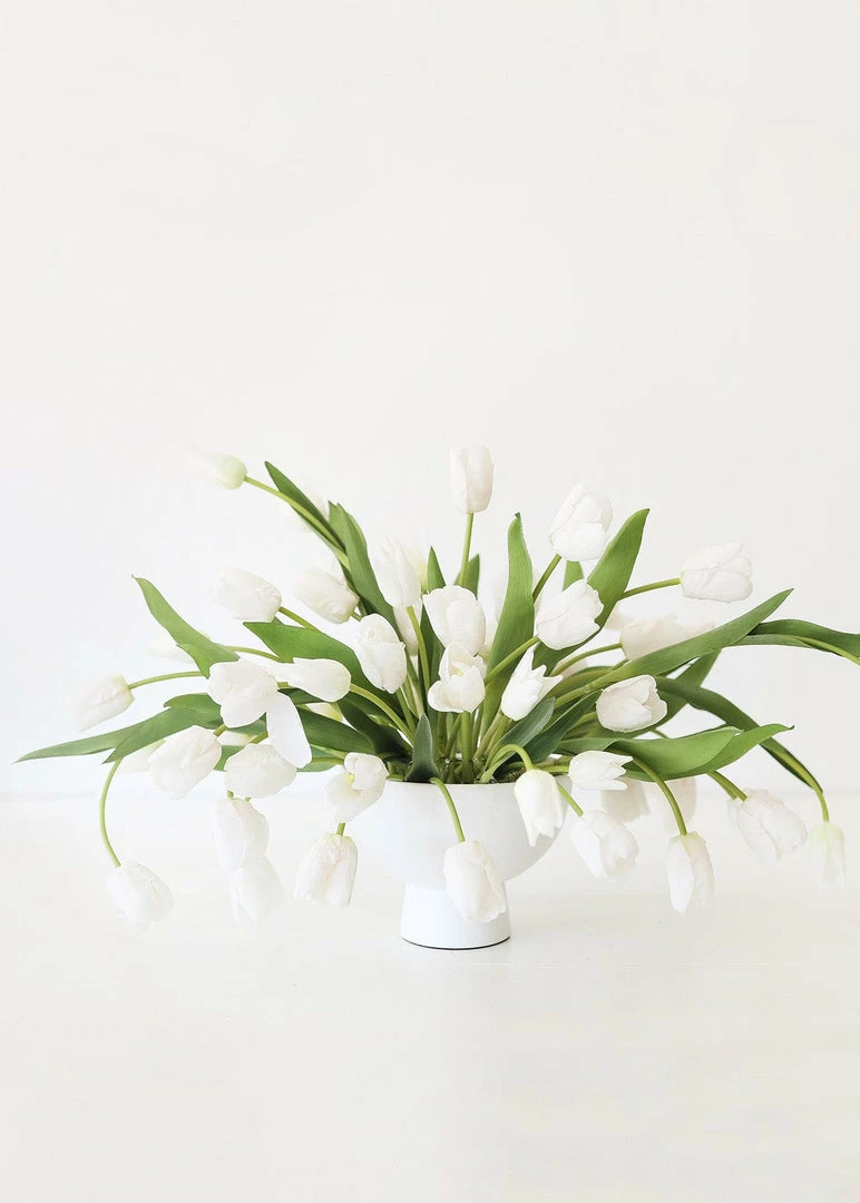 Afloral Bundle Of 7 White Real Touch Tulip Flowers - 14"