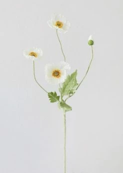 Afloral Faux Poppy Flowers In White - 23" Artificial Flowers