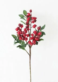 Afloral Artificial Plants Artificial Winter Red Berry Pick - 14"