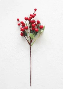 Afloral Artificial Holiday Berries In Red - 13" Artificial Plants