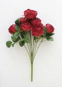 Afloral Burgundy Artificial Flowers Rose Bush - 19