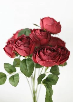 Afloral Burgundy Artificial Flowers Rose Bush - 19