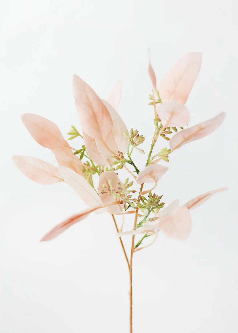 Afloral Fake Seeded Eucalyptus Leaves In Blush - 18"
