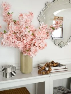 Afloral Ceramic Wide Ridged Beige Vase - 10